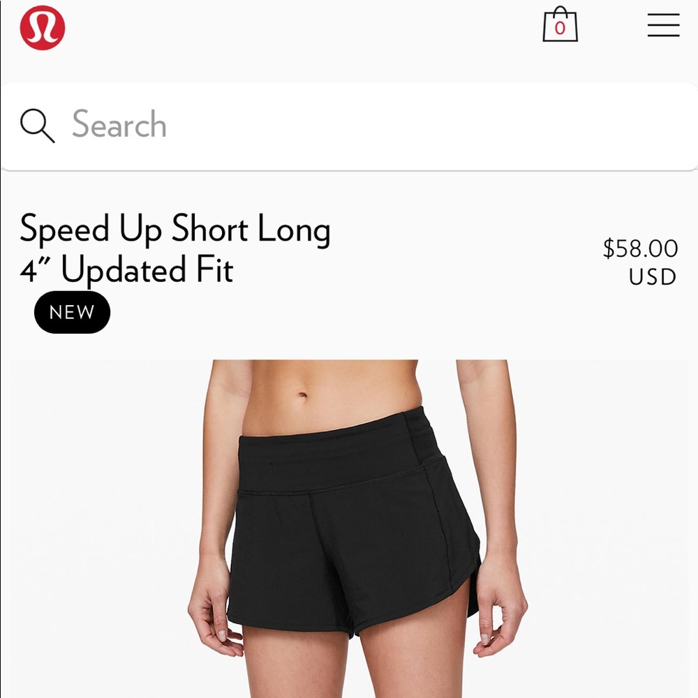 Lululemon Speed Up Short Long 
4"